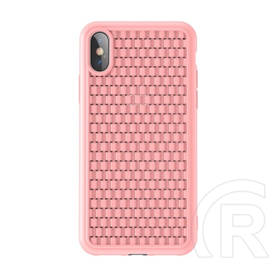 BASEUS BV 2. generációs Apple iPhone XS 5.8 szilikon telefonvédő (fonott minta) rózsaszín