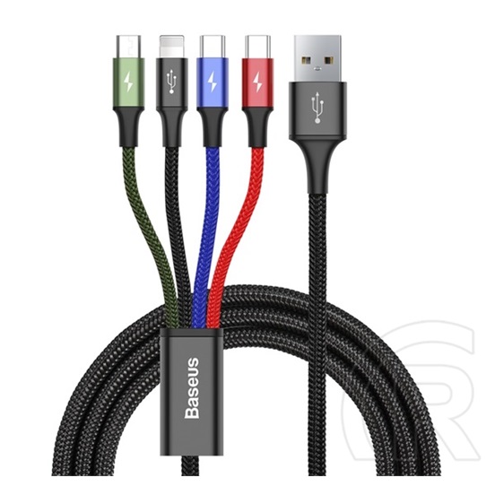 Baseus Fast 4in1 töltőkábel (USB-A / Lightning + Micro-USB + 2x USB-C, 1,2 m, fekete)