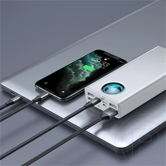 Baseus Amblight vésztöltő 4 usb+1 type-c aljzat (30000 mAh, 65W, PD3.0, QC3.0, SCP, FCP, AFC, LED kijelző, 100W type-c k