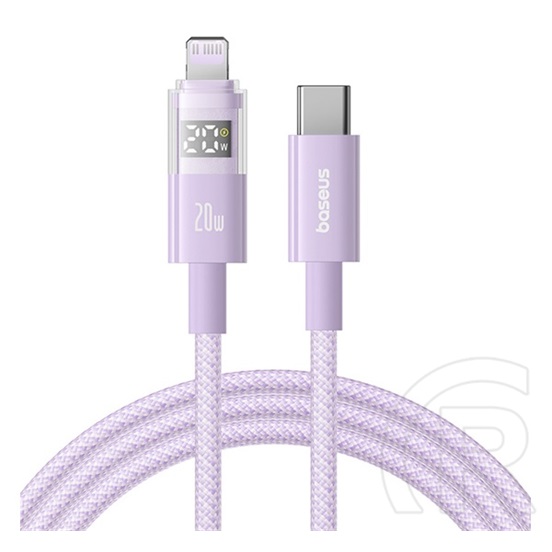 Baseus Apple IPAD 2 display ii adatkábel (type-c - lightning, 20w, gyorstöltő, cipőfűző, led kijelző, 100cm) lila