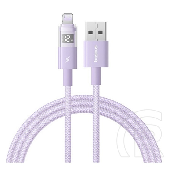 Baseus Apple iPhone 12 display ii adatkábel (usb - lightning, 2.4a, gyorstöltő, cipőfűző, led kijelző, 100cm) lila