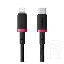 Baseus Apple iPhone 12  dura adatkábel (type-c - lightning, 20w, gyorstöltő, cipőfűző, 200cm) piros/fekete