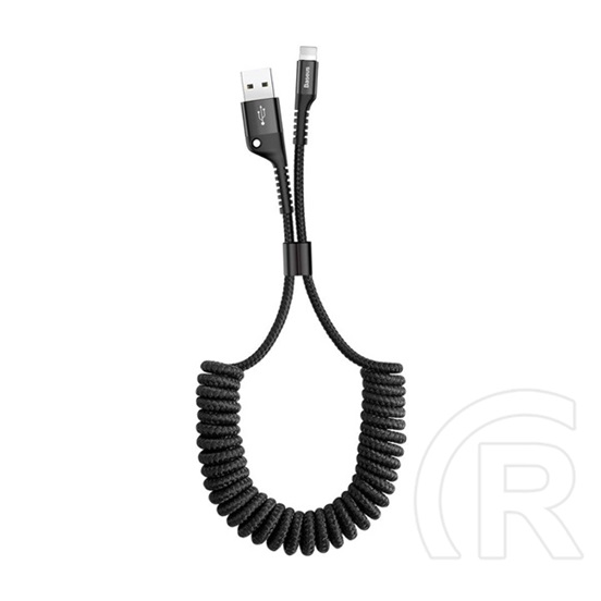 Baseus Fish Eye Spring adat- és töltőkábel (USB-A dugó / Lightning 8 pin dugó, 2A, 1 m, spirál, fekete)