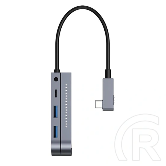 Baseus Bend Angle No.7 USB Type-C hub (1×HDMI 4K@30Hz, 2×USB-A 3.0, USB-C PD 100 W, microSD, 3,5 mm jack, szürke)