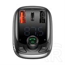 Baseus Bluetooth FM transmitter autós töltő (2 USB, Type-C aljzat, 36W, PD gyorstöltés 4.0, microSD kártyaolvasó, fekete