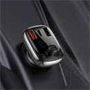 Baseus Bluetooth FM transmitter autós töltő (2 USB, Type-C aljzat, 36W, PD gyorstöltés 4.0, microSD kártyaolvasó, fekete