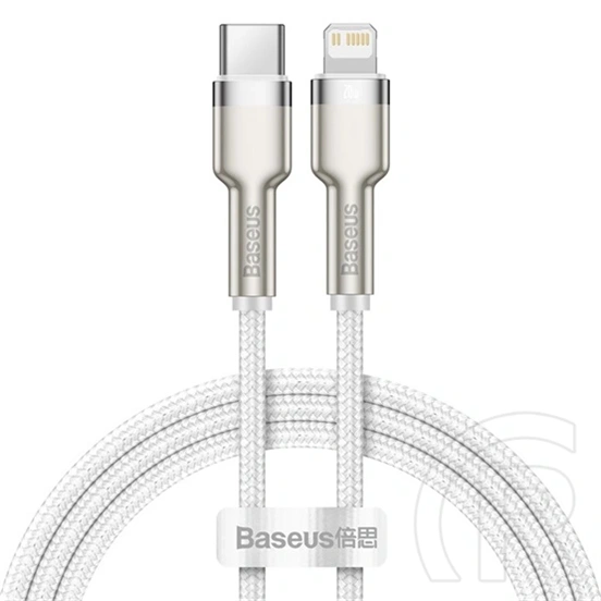 Baseus Cafule Metal USB Type-C–Lightning PD 20W gyorstöltő adatkábel (1 m, fehér)
