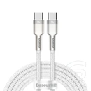Baseus Cafule Metal USB Type-C gyorstöltő adatkábel (100 W, PD 3.0, 480 Mbps, 2 m, fehér)