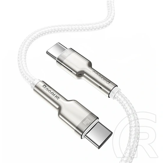 Baseus Cafule Metal USB Type-C gyorstöltő adatkábel (100 W, PD 3.0, 480 Mbps, 2 m, fehér)