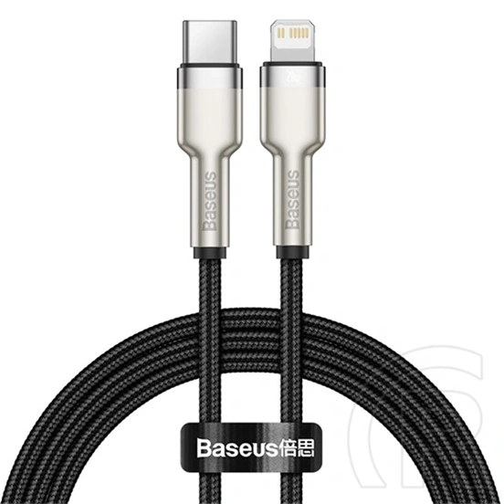Baseus Cafule Metal USB Type-C – iPhone PD 20W gyorstöltő adatkábel (1 m, fekete)