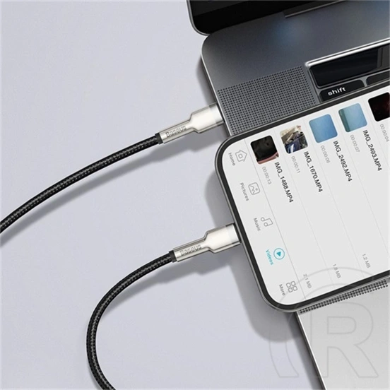 Baseus Cafule Metal USB Type-C – iPhone PD 20W gyorstöltő adatkábel (1 m, fekete)