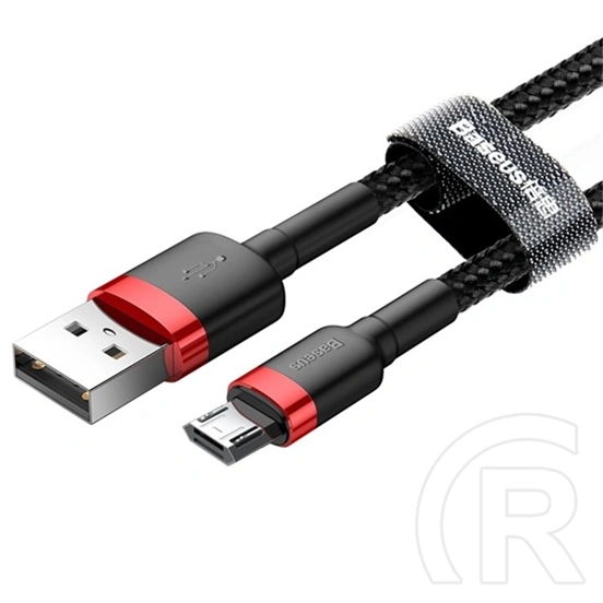 Baseus Cafule USB Type-A – Micro USB töltő- és adatkábel (1 m, 12 W, 480 Mbps, fekete/piros)