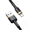 Baseus Cafule töltő adatkábel (1 m, USB Type-A – iPhone, 2,4 A, 480 Mbps, fekete, arany)
