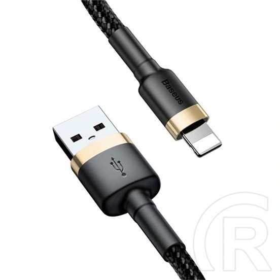Baseus Cafule töltő adatkábel (1 m, USB Type-A – iPhone, 2,4 A, 480 Mbps, fekete, arany)
