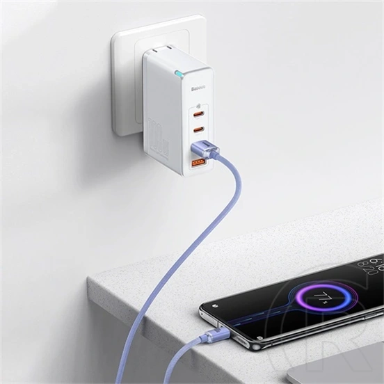 Baseus Crystal Shine USB Type-A – USB Type-C gyorstöltő adatkábel (100 W, 480 Mbps, 1,2 m, lila)