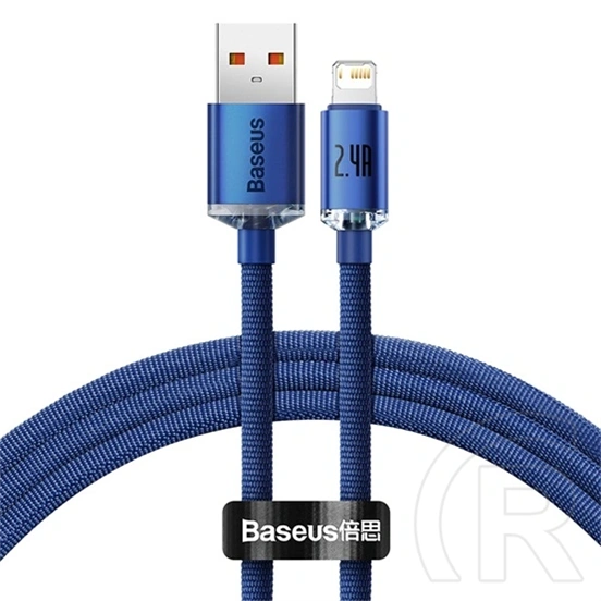 Baseus Crystal Shine USB Type-A – iPhone gyorstöltő adatkábel (1,2 m, 2,4 A, 480 Mbps, kék)