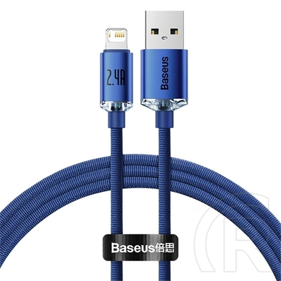 Baseus Crystal Shine USB Type-A – iPhone gyorstöltő adatkábel (1,2 m, 2,4 A, 480 Mbps, kék)