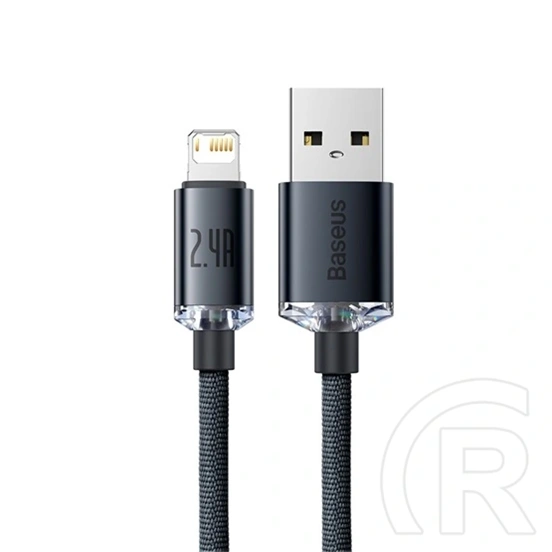 Baseus Crystal Shine USB Type-A – iPhone gyorstöltő adatkábel (2 m, 2,4 A, 480 Mbps, fekete)