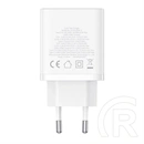 Baseus Cube hálózati gyorstöltő (30w, 1×usb type-c, 2×usb type-a, gan, pd3.0, pps, qc3.0, fehér)