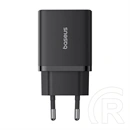 Baseus Cube hálózati töltő (30w, 1×USB Type-C, 2×USB Type-A, GaN, PD3.0, PPS, QC3.0, fekete)