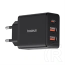 Baseus Cube hálózati töltő (30w, 1×USB Type-C, 2×USB Type-A, GaN, PD3.0, PPS, QC3.0, fekete)