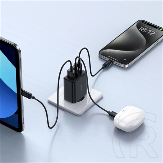 Baseus Cube hálózati töltő (30w, 1×USB Type-C, 2×USB Type-A, GaN, PD3.0, PPS, QC3.0, fekete)