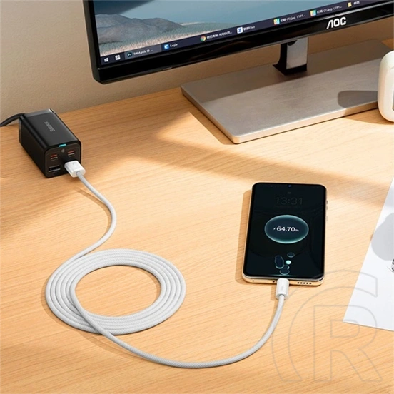 Baseus Dynamic USB Type-A – USB Type-C töltőkábel (100 W, 480 Mbps, 2 m, fehér)