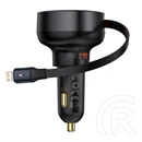 Baseus Enjoyment Pro autós töltő (55W, 1×USB Type-A, 1×Lightning kihúzható kábel 70 cm, QC3.0, aranyozott érintkezők, fe