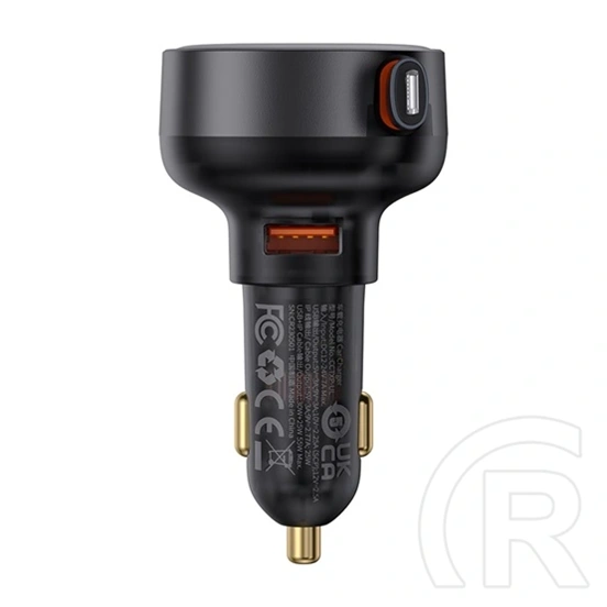 Baseus Enjoyment Pro autós töltő (55W, 1×USB Type-A, 1×Lightning kihúzható kábel 70 cm, QC3.0, aranyozott érintkezők, fe