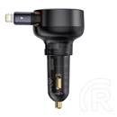 Baseus Enjoyment Pro autós töltő (55W, 1×USB Type-A, 1×Lightning kihúzható kábel 70 cm, QC3.0, aranyozott érintkezők, fe