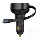 Baseus Enjoyment Pro autós töltő (60W, 1× USB Type-A, kihúzható USB Type-C kábel 70 cm, PD 3.0, fekete)