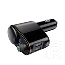 Baseus FM transmitter autós töltő (szivargyújtó, 2 USB aljzat, Bluetooth 4.2, 3.4A, fekete)