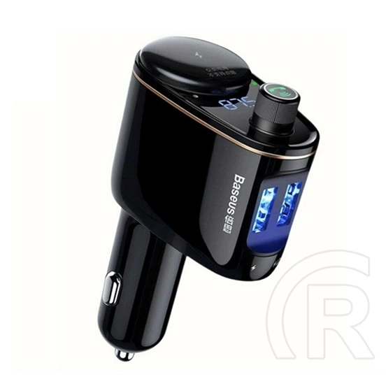 Baseus FM transmitter autós töltő (szivargyújtó, 2 USB aljzat, Bluetooth 4.2, 3.4A, fekete)