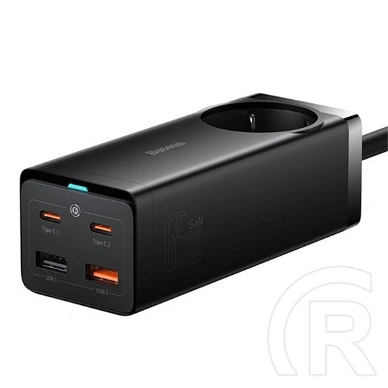 Baseus GaN3 Pro asztali töltőállomás (65 W, 1×CEE 7/3, 2×USB Type-A, 2×USB Type-C, 100 W USB Type-C kábel 1 m)