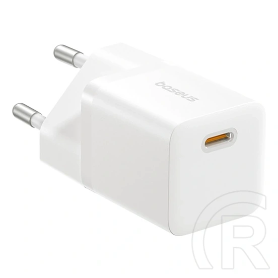 Baseus GaN5 Mini 1C hálózati töltő type-c aljzat (25W, GaN5, PD gyorstöltő, prémium minőség, fehér)