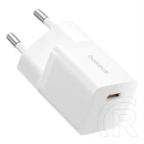 Baseus GaN5 Mini 1C hálózati töltő type-c aljzat (25W, GaN5, PD gyorstöltő, prémium minőség, fehér)