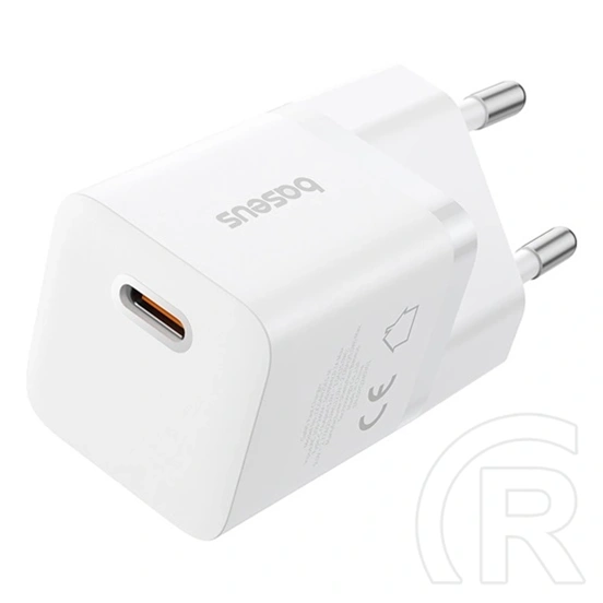 Baseus GaN5 Mini 1C hálózati töltő type-c aljzat (25W, GaN5, PD gyorstöltő, prémium minőség, fehér)