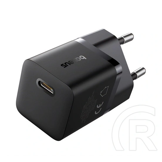 Baseus GaN5 Mini 1C hálózati töltő type-c aljzat (25W, PD gyorstöltő, fekete)