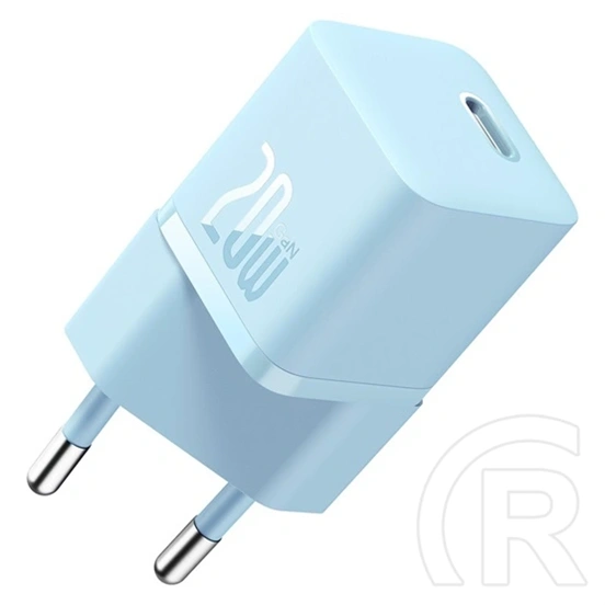 Baseus GaN5 Mini fali töltő (20W, GaN, PD gyorstöltés, 1× USB Type-C, kék)