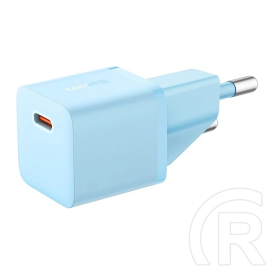 Baseus GaN5 Mini fali töltő (20W, GaN, PD gyorstöltés, 1× USB Type-C, kék)