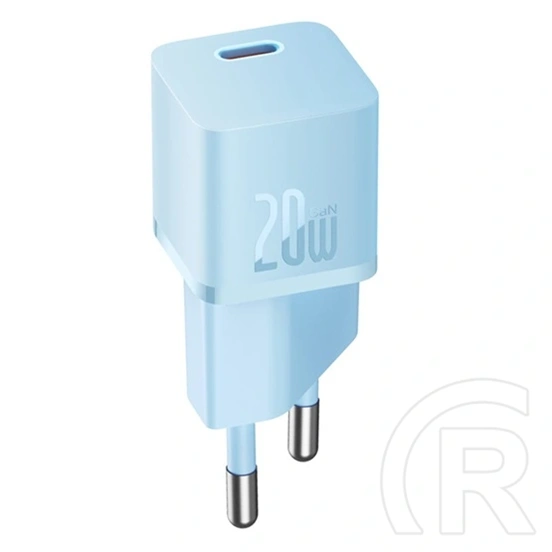Baseus GaN5 Mini fali töltő (20W, GaN, PD gyorstöltés, 1× USB Type-C, kék)