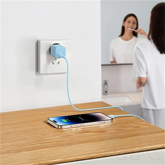 Baseus GaN5 Mini fali töltő (20W, GaN, PD gyorstöltés, 1× USB Type-C, kék)