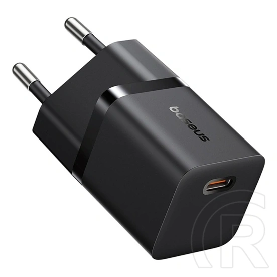 Baseus GaN5 Mini hálózati gyorstöltő (25W, 1× USB Type-C aljzat, GaN, 100W USB Type-C kábel 1 m, fekete)