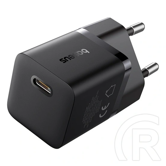 Baseus GaN5 Mini hálózati gyorstöltő (25W, 1× USB Type-C aljzat, GaN, 100W USB Type-C kábel 1 m, fekete)