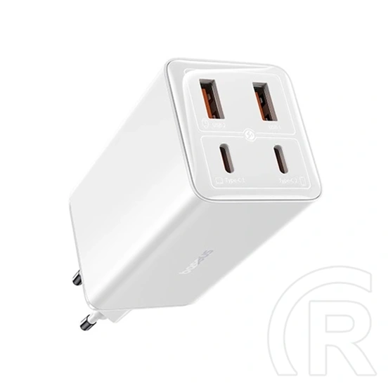 Baseus GaN6 Pro hálózati gyorstöltő (100W, GaN, 2×USB Type-C, 2×USB Type-A, 100W USB Type-C kábel 1m, fehér)