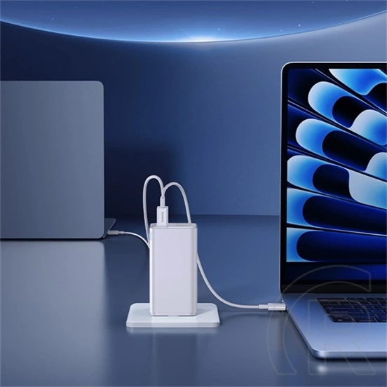 Baseus GaN6 Pro hálózati gyorstöltő (100W, GaN, 2×USB Type-C, 2×USB Type-A, 100W USB Type-C kábel 1m, fehér)