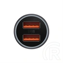 Baseus Golden Contactor Max autós gyorstöltő (60W, 2×USB Type-A, LED háttérvilágítás, szürke)