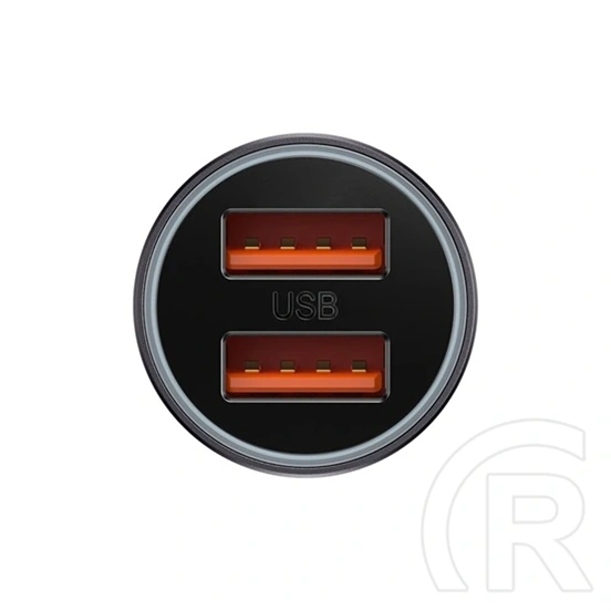 Baseus Golden Contactor Max autós gyorstöltő (60W, 2×USB Type-A, LED háttérvilágítás, szürke)