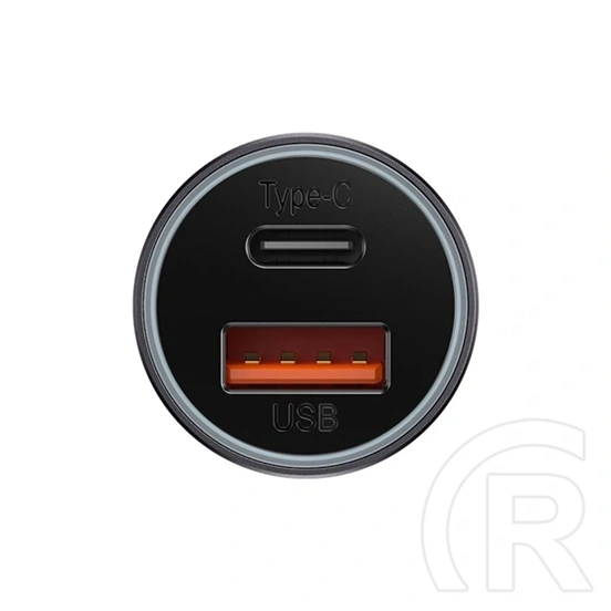 Baseus Golden Contactor Max autós gyorstöltő type-c+usb aljzat (60w, 1×USB Type-A + 1×USB Type-C, pd gyorstöltés, szürke
