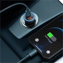Baseus Golden Contactor Max autós gyorstöltő type-c+usb aljzat (60w, 1×USB Type-A + 1×USB Type-C, pd gyorstöltés, szürke